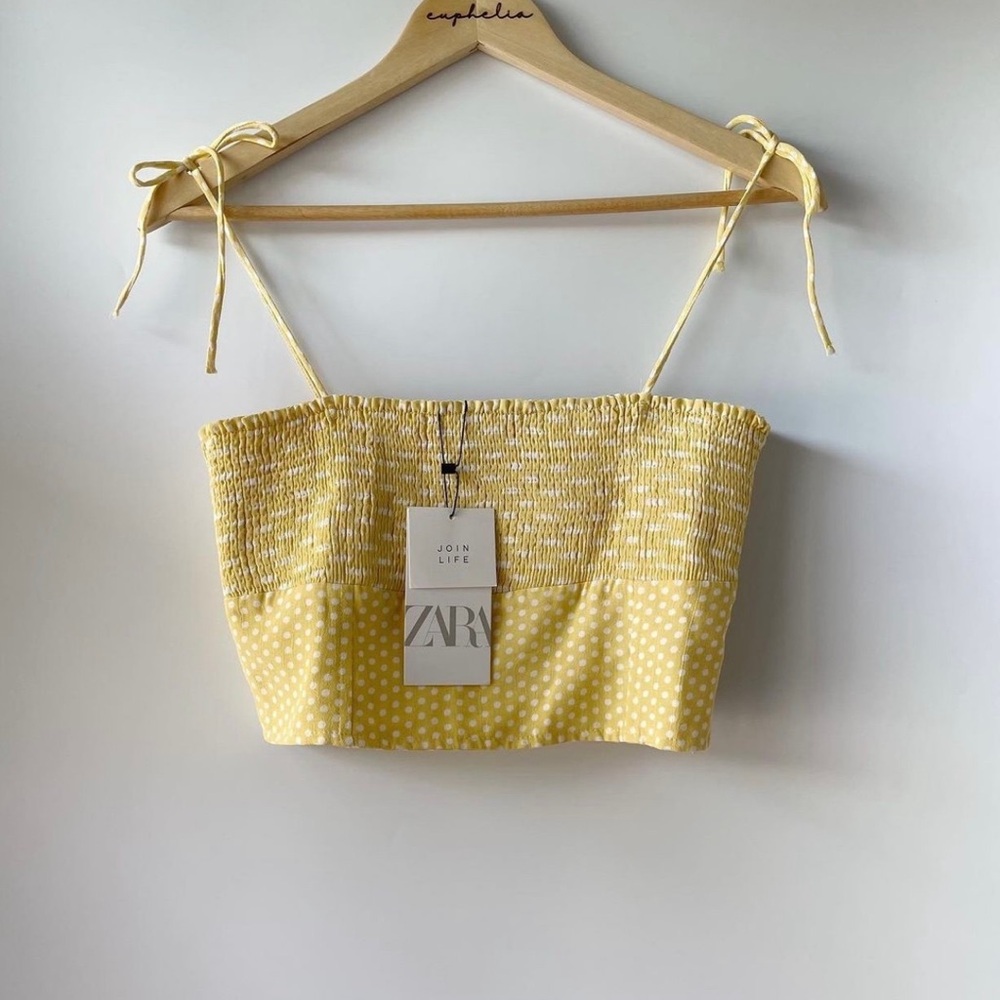 Zara Yellow Smocked Crop Camisole